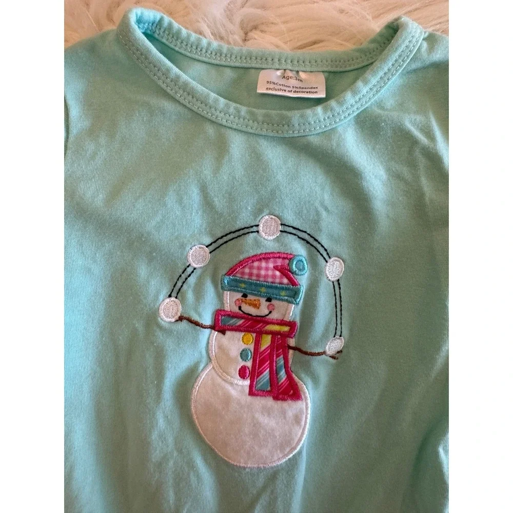Snowman one piece ruffled Christmas size 3m‎ EUC